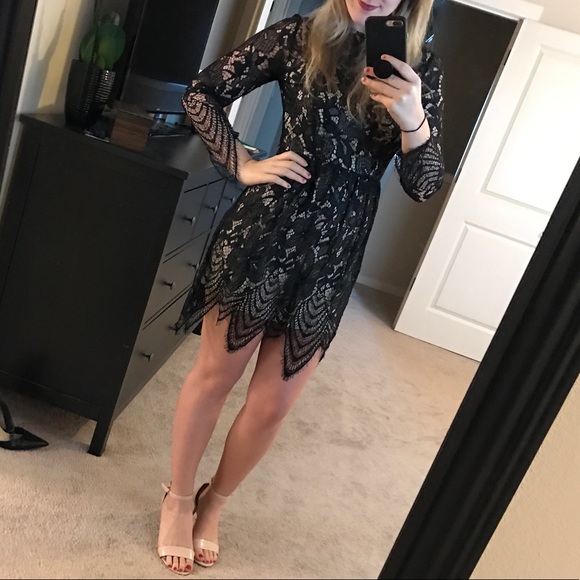 love, Fire Dresses & Skirts - (BLACK) Love FIRE Long Sleeve Lace Dress